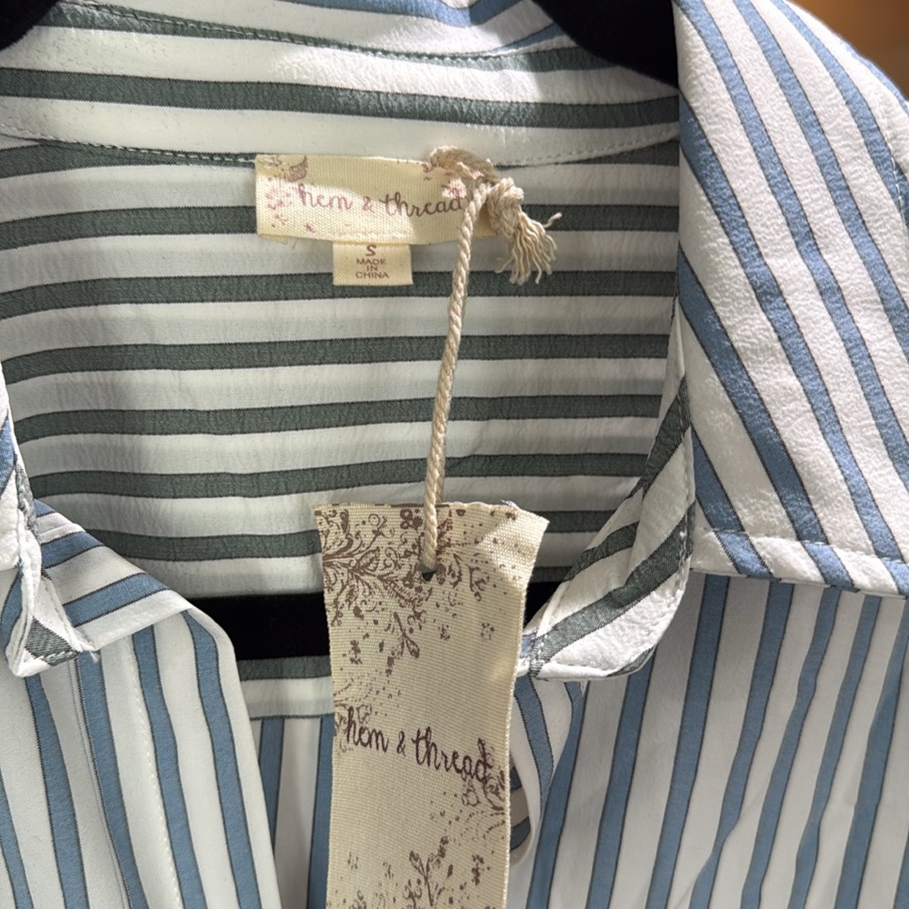 Hem And Thread Striped Button Up - Picture 2 of 2